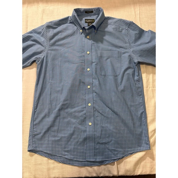 Eddie Bauer Mens Blue plaid button up long sleeve shirt-M - Picture 7 of 15